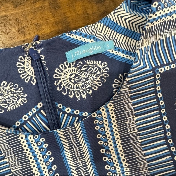 J. McLaughlin Sophia Catalina Knit Column 3/4 Sleeve Blue Knee Length Dress - Picture 6 of 12